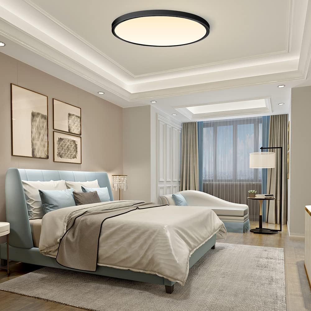 7 Inch 12W White / Black Round Ceiling Light – AC 220–240V | 3000K / 4500K / 5000K / 6500K | Flush Mount Ceiling Light for Modern Home Lighting | 1-Pack – Local Stock (UK)