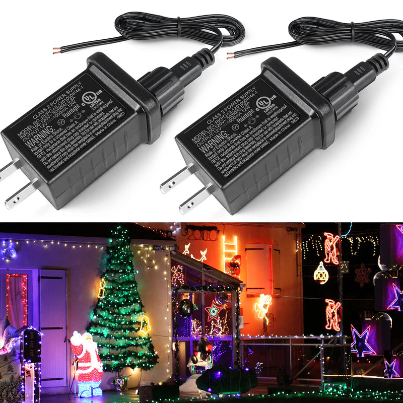 LightingWill IP44 Class 2 Power Supply AC 100–240V to DC 4.5V/12V/24V/30V Waterproof Outdoor LED Driver Adapter Transformer, US Plug for Inflatable Decorations, String Lights, Christmas Trees