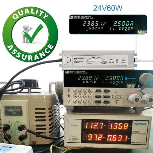 60W 12V/24V/36V/48V Waterproof LED Power Supply, 90-265V Input, Single Output, Aluminum Housing, Outdoor LED Lighting Driver, CE/RoHS/FCC Certified, US/UK/EU Plug