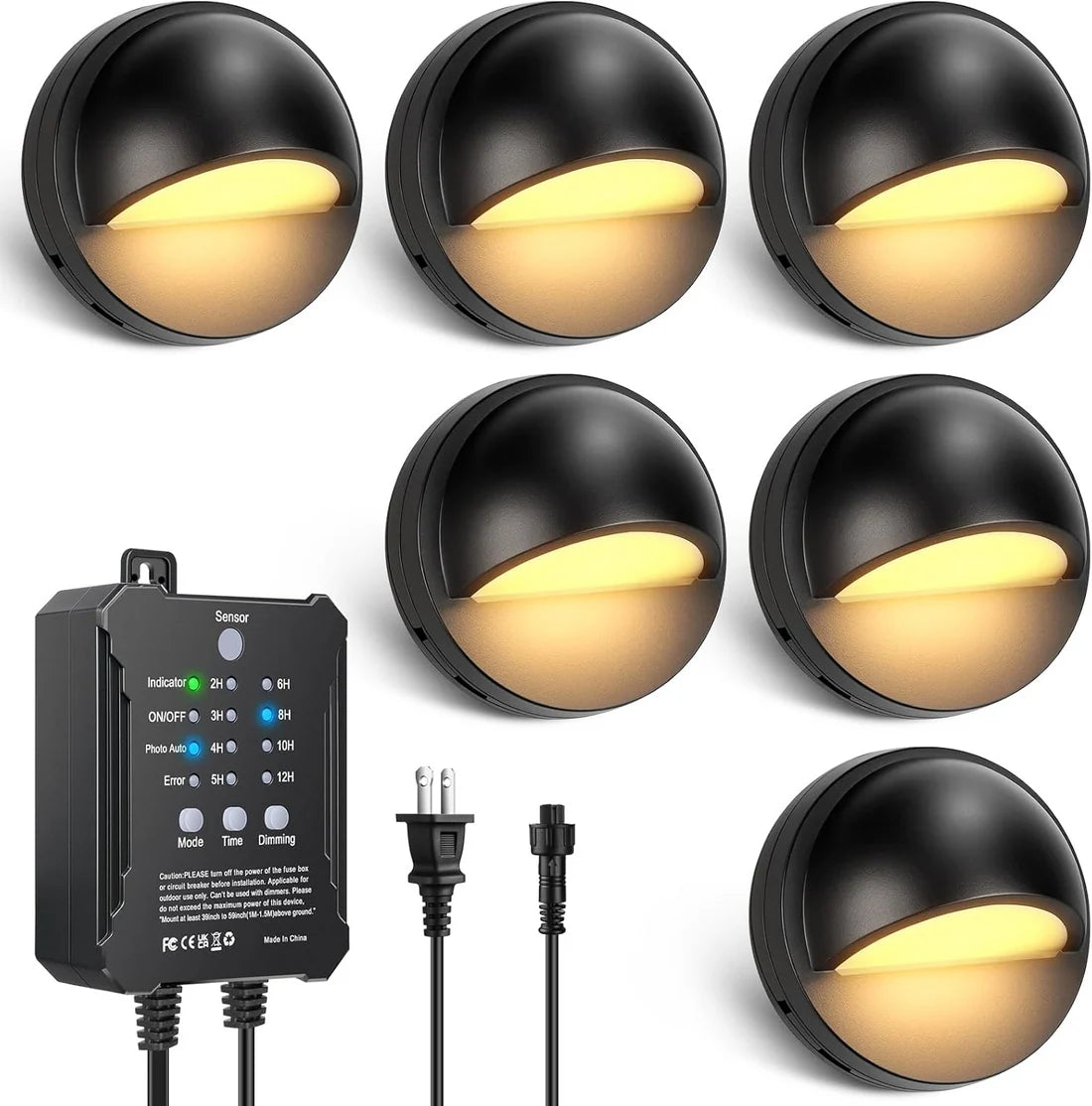 Low Voltage LED Deck Lights Kit - 3000K Warm White | 6 / 8 Pack Fence Lights with Transformer Photocell Sensor | IP67 Waterproof | Outdoor Lights for Walkway Stair Post Railing