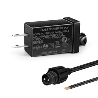 2.7W IP44 Class 2 Plug-in LED Adapter, AC 100–240V to DC 4.5V Adapter Transformer - Waterproof Power Supply for Outdoor String Lights, Decorative Lighting and Holiday Decorations