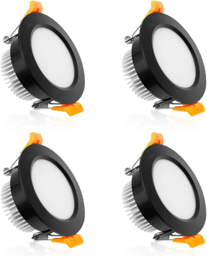 ECO-1 Series Frosted LED Downlight – Black Housing – TRIAC Dimmable – 3W/5W – 4-Pack/8-Pack/10-Pack/12-Pack/20-Pack/32-Pack – 2700K–6000K – 100–130V / 200–240V