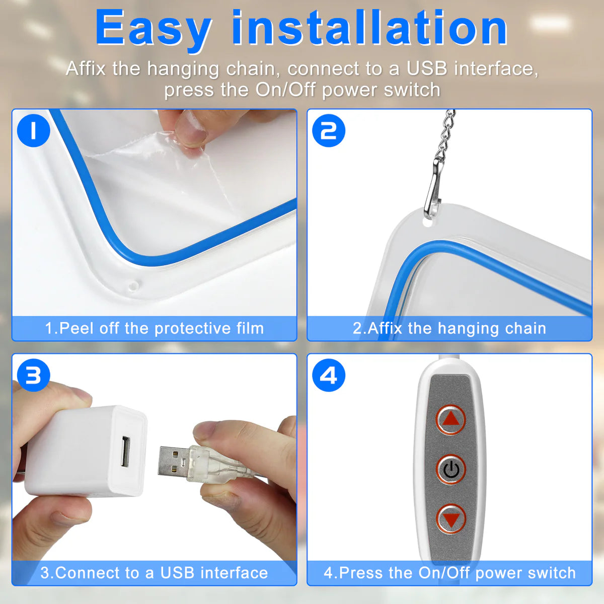 OPEN Neon Sign – 6 Color Options | USB Powered | 17×9 inch (44×24 cm) | LED Window Hanging Light for Storefronts