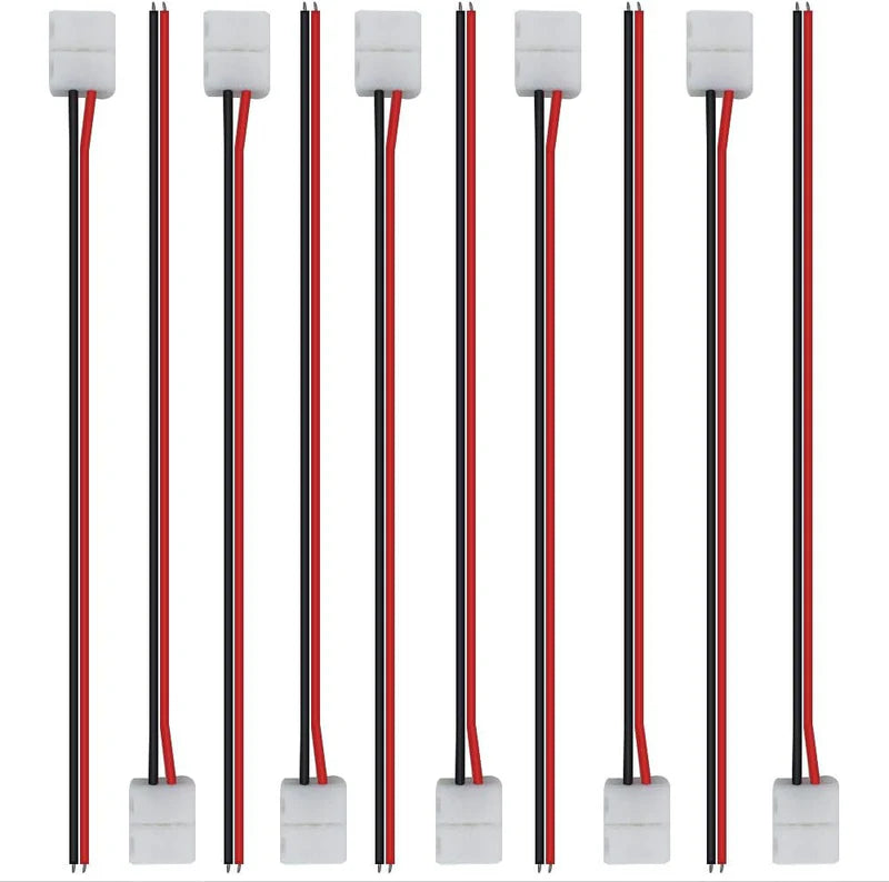 LightingWill LED Strip Connector Kit 10mm 2Pin Solderless Assortment, LED Light Strip Connector Kit Strip to Wire Strip to Strip L T DC Plug Set, Local Stock US UK