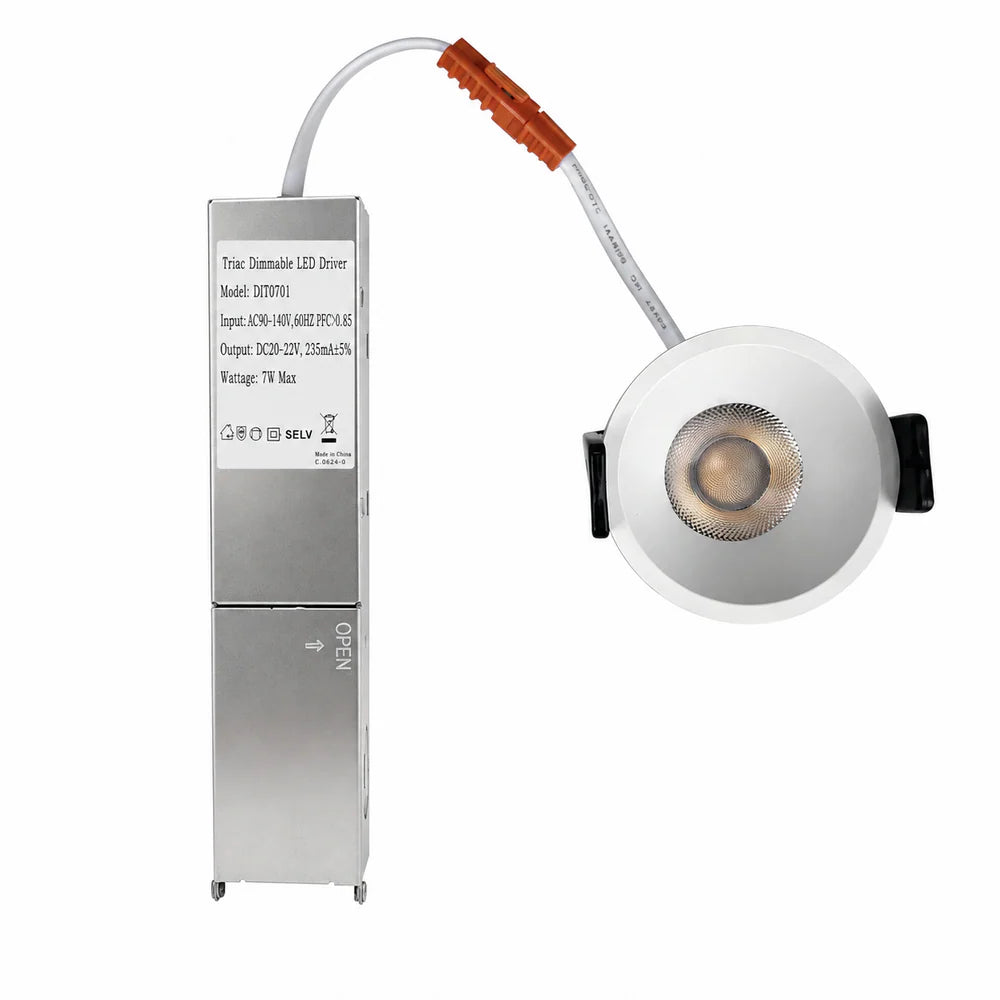 CDG-US Angled Reflector 7W (2.2″) Deep Anti-Glare Full Spectrum LED Downlight | 90–140V | 4/12 Pack | 5CCT Adjustable | 24° Beam | White Housing | CRI>97 | Architectural Recessed Lighting