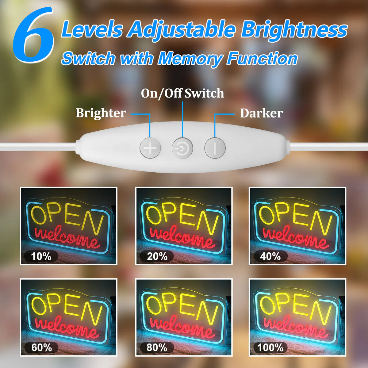OPEN Welcome Neon Sign – 2 Color Options | USB Powered | 17×10 inch (43×25 cm) | LED Light for Storefront Window