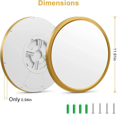 12 Inch 24W White / Gold Round Ceiling Light – AC 110–130V | 3000K / 4500K / 5000K / 6500K | Flush Mount Ceiling Light for Modern Home Lighting | 1-Pack – Local Stock (US)
