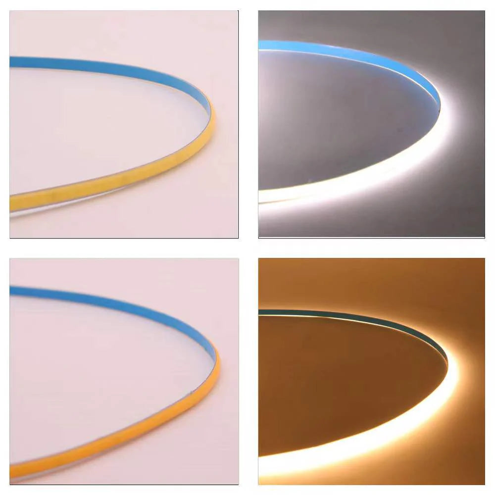 COB LED Strip Light 12V/24V 400LEDs/M, 5mm Flexible Dot-Free LED Tape, CRI90+ Non-Waterproof, 3000K / 4000K / 6500K / Red / Blue / Green / Pink / Yellow for Cabinet Kitchen Lighting, 5M/10M Pack