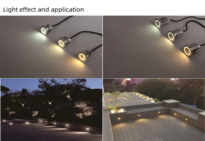 8/10-Pack Low Voltage Halo Ring LED Step Lights – 3000K / 4000K / 6000K | 1W / 3W | DC12–24V | IP67 Waterproof Recessed Wall & Stair Lights