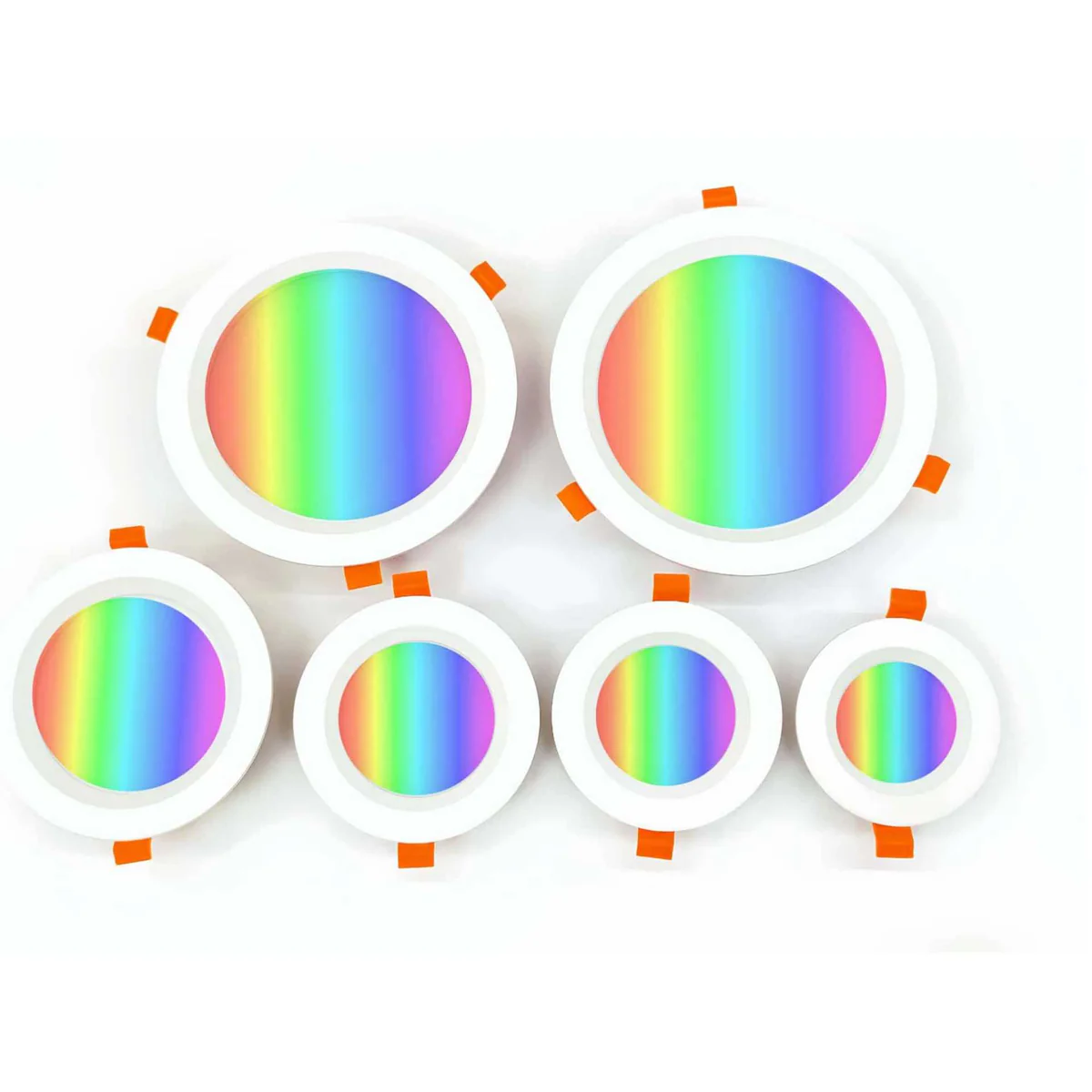 Smart RGB Downlight – RGBW RGBWW Super Bright Modern Recessed LED Downlights 12V 4W 6W 8W 12W Options White Round Embedded Design 4 Pack / 10 Pack (Controller and Power Supply Not Included)