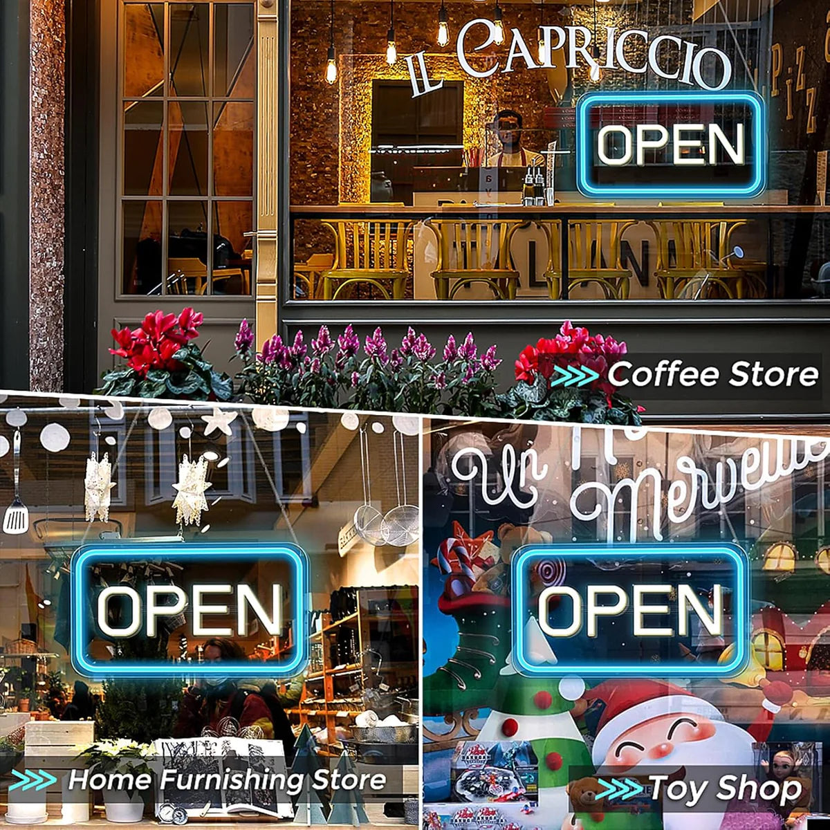 Vertical OPEN Neon Sign – 6 Color Options | USB Powered | 17×9 inch (44×24 cm) | LED Window Hanging Light for Storefronts