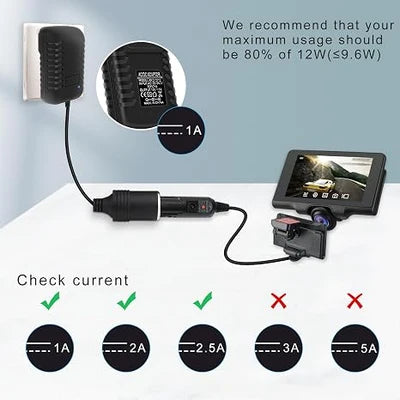 DC 12V Cigarette Lighter Plug-in LED Adapter 24W, AC 100–240V to 12V Converter Transformer - US Plug for Car Accessories, Portable Devices and LED Lighting