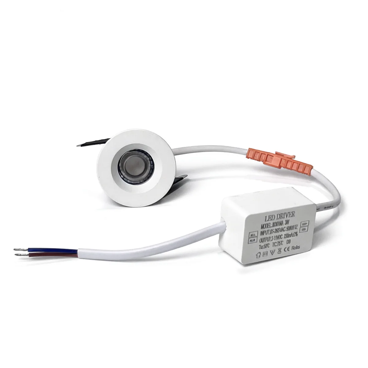 FX Waterproof Downlight – FX-3W Series Mini LED Recessed Spot Light | 2W | Ø1.38" Cutout | 24° Beam Angle | AC100–240V | CRI 80+ | Compact Accent Ceiling Lighting | White Finish | 4 / 10 Pack | Non-Dimmable