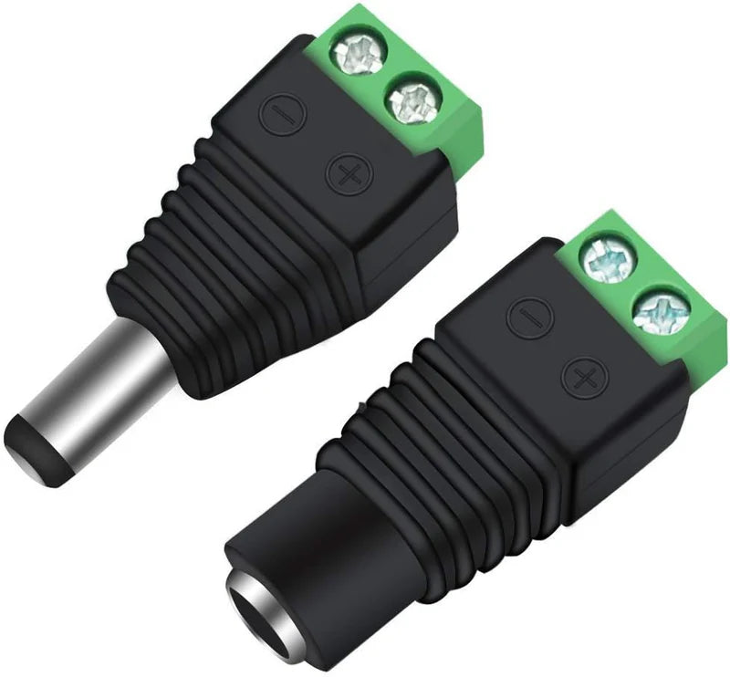 LightingWill DC Power Jack Adapter 2.1x5.5mm Barrel Connector, LED Strip Power Adapter Male Female Male+Female Plug Connector for LED Light Strip, Local Stock US UK