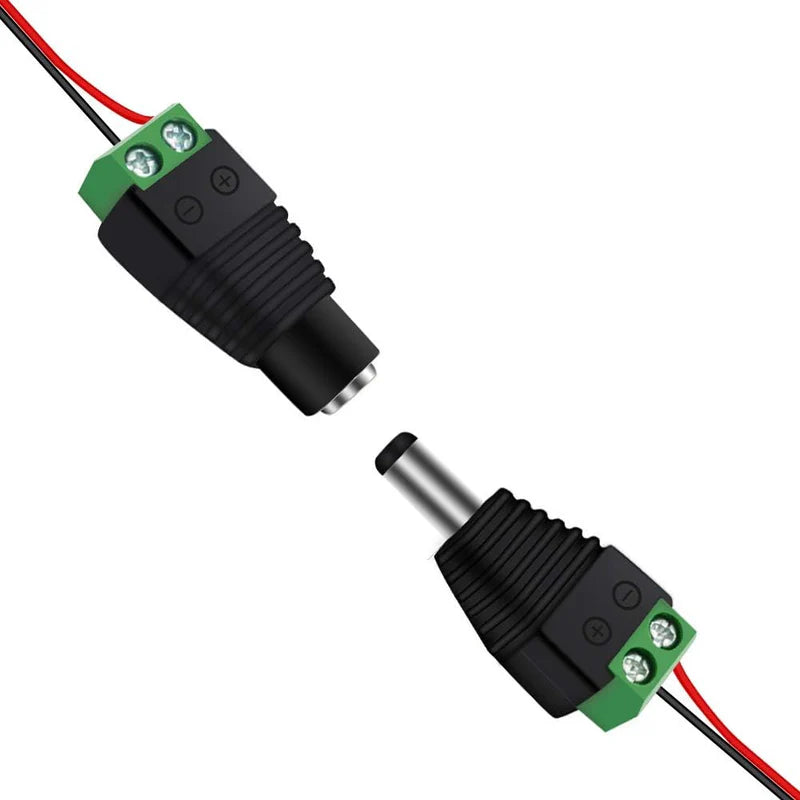 LightingWill DC Power Jack Adapter 2.1x5.5mm Barrel Connector, LED Strip Power Adapter Male Female Male+Female Plug Connector for LED Light Strip, Local Stock US UK