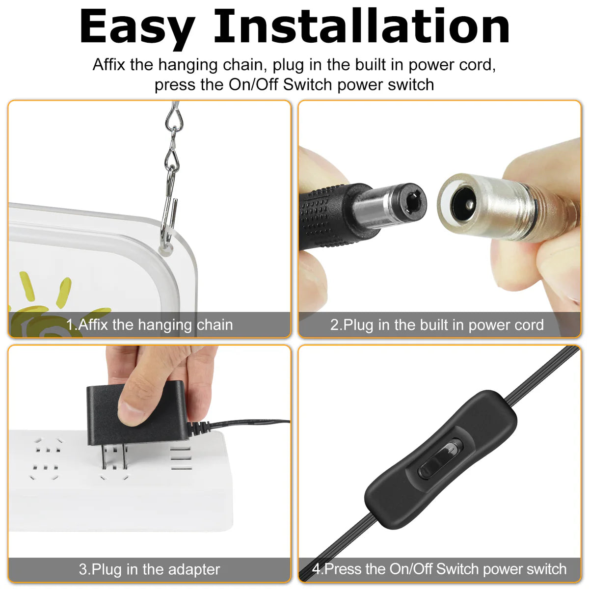 We Are Open Neon Sign with Sunflower Decor – USB Version | Warm White / Yellow & White | 17×9” / 24×13” | DC 5V LED Window Light for Business Decor