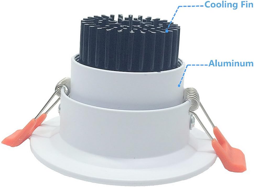 LightingWill 2inch LED Dimmable Downlight, 5W COB Recessed Ceiling Light, Natulre White 3000K-3500K, CRI80, 25W Halogen Bulbs Equivalent (2Pack)