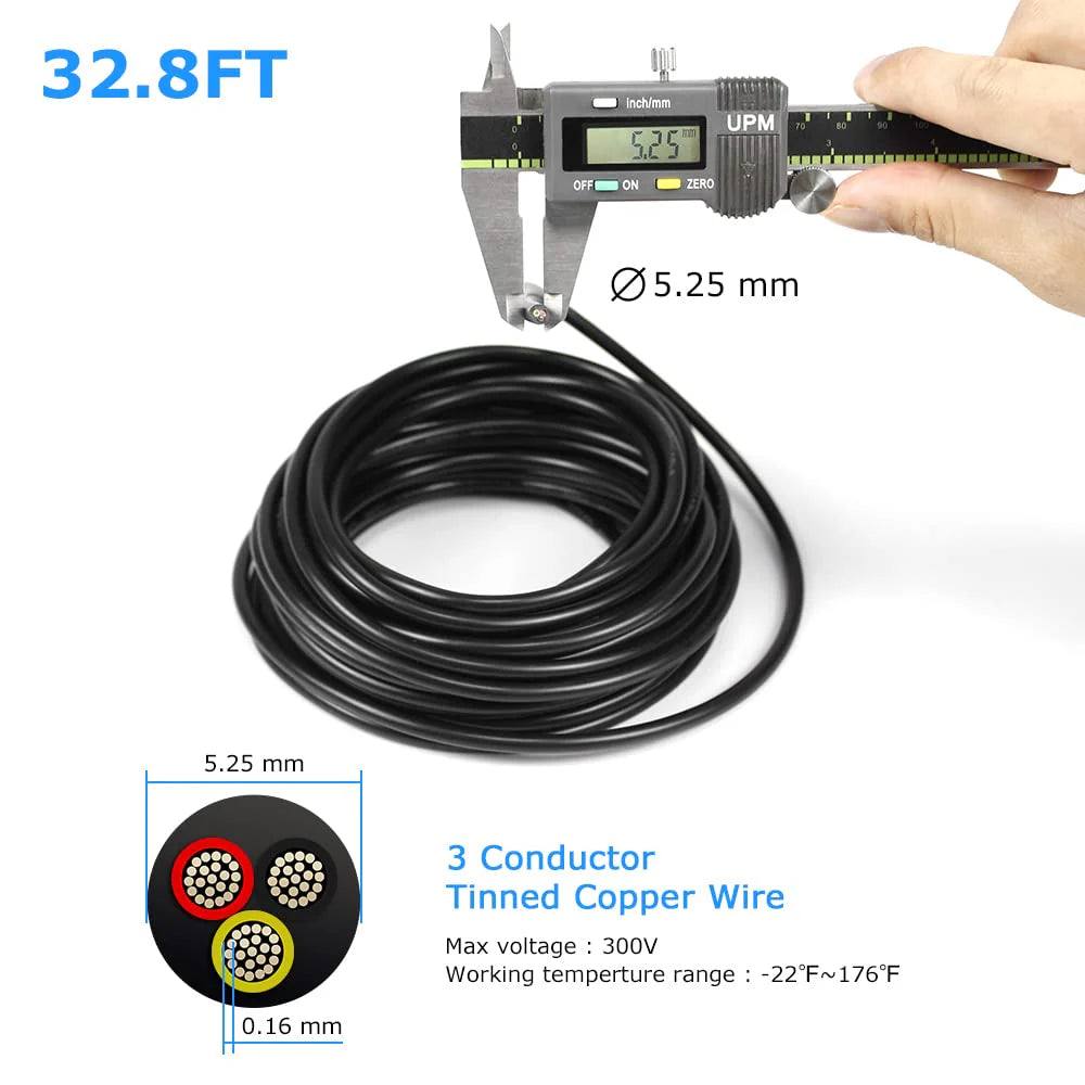 20 AWG 2/3/4/5 Conductor Black/White PVC Insulated Copper Cable – Multi-Core Flexible Wire for LED Installation – 5m (16.5ft)