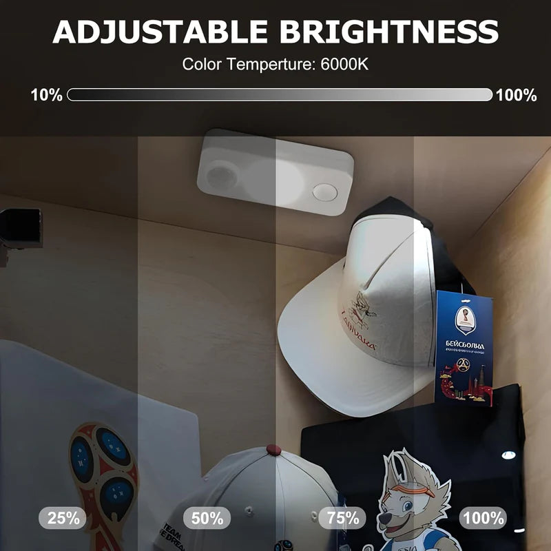 LightingWill Rechargeable LED Puck Closet Light 4/6/8 Pack, Motion Sensor Tap Switch Dimmable Cabinet Light, Warm / Daylight White, Black / White Finish, Easy Mounting for Closets and Cabinets