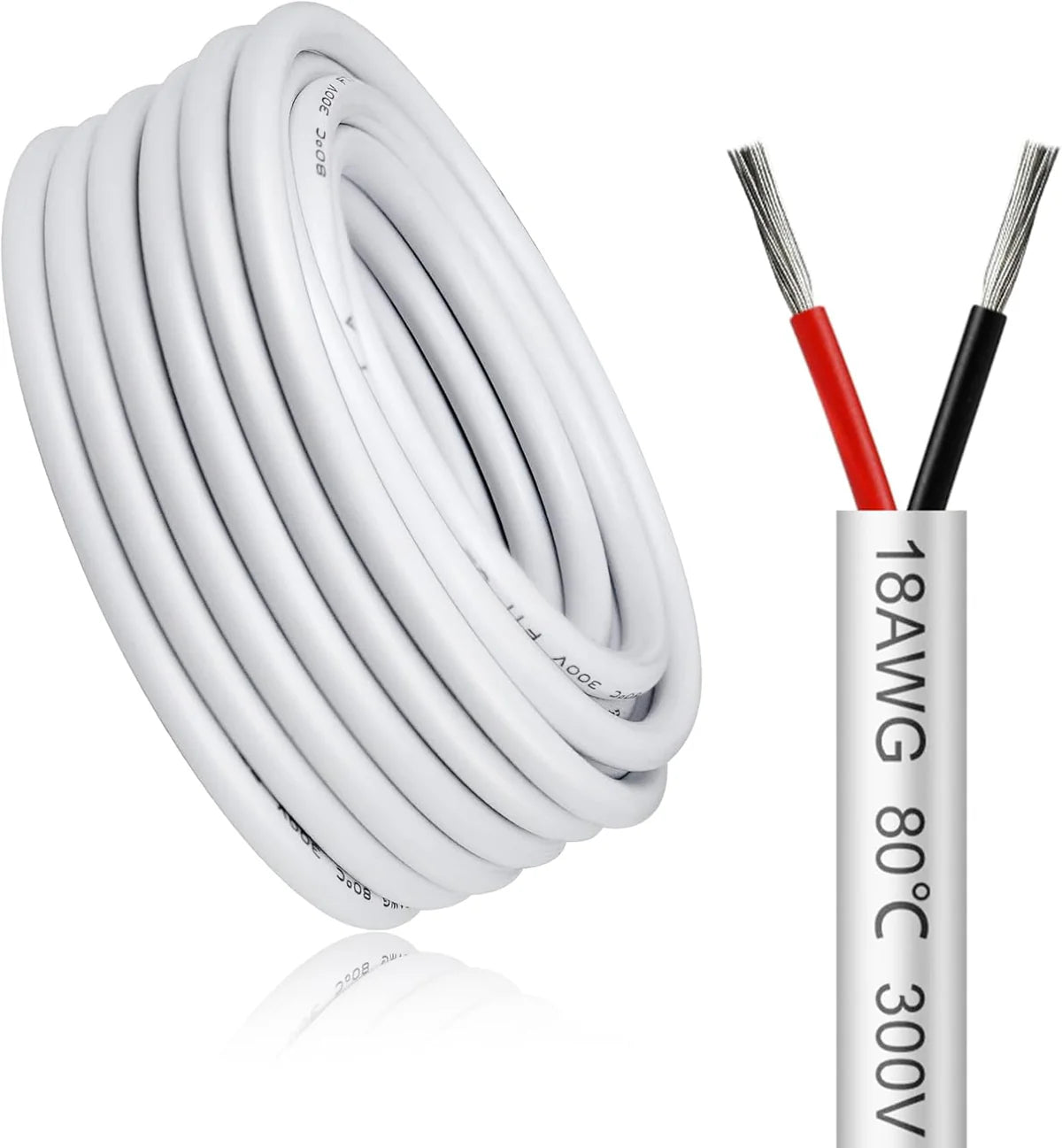18 AWG 2/3/4/5 Conductor Black/White PVC Insulated Copper Cable – Multi-Core Flexible Wire for LED Installation – 5m (16.5ft)