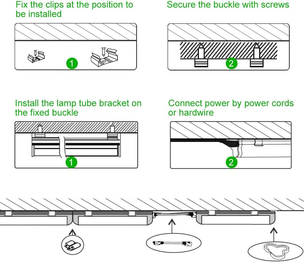 IT Series 2FT T5 LED Shop Light, Integrated Fixture 10W Warm/Natural/Daylight White Linkable Utility Ceiling & Under Cabinet Tube Light Corded Electric with Built-in On/Off Switch Non-Dimmable AC90–240V 4-Pack / 10-Pack