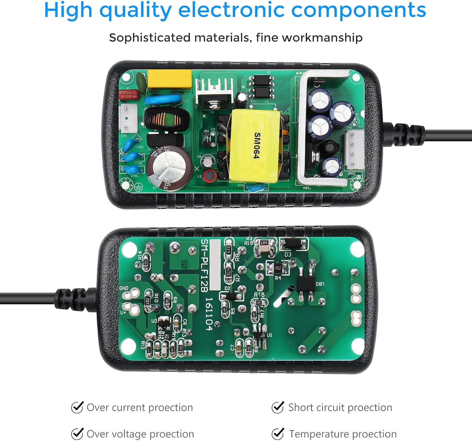 LightingWill 12V Power Supply, 12W Power Adapter, 110V AC to 12V 1A DC Converter, Wall Plug Transformer for 12V Devices with 5.5/2.1mm DC Connector