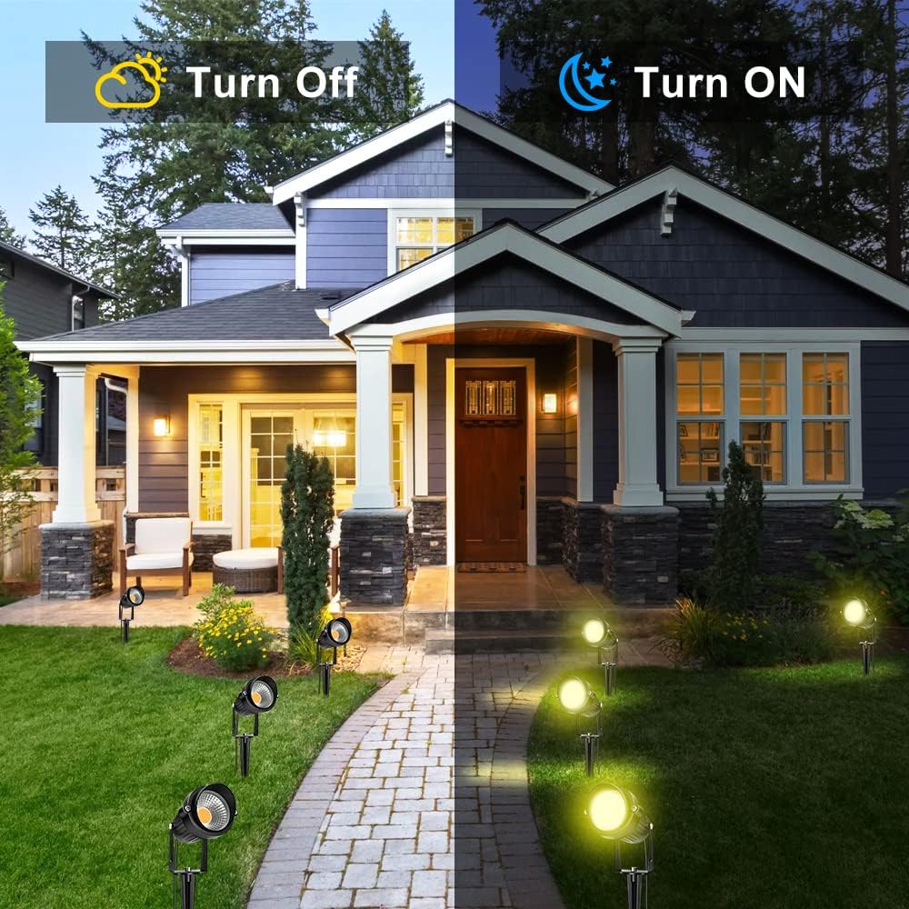 LightingWill 5W LED Landscape Lights, Warm White 3000K-3500K, Waterproof DC 12V COB LED Outdoor Wall Spotlight Low Voltage Garden Tree Spot Lighting for,Yard,Pathways,Fence (4 Pack)