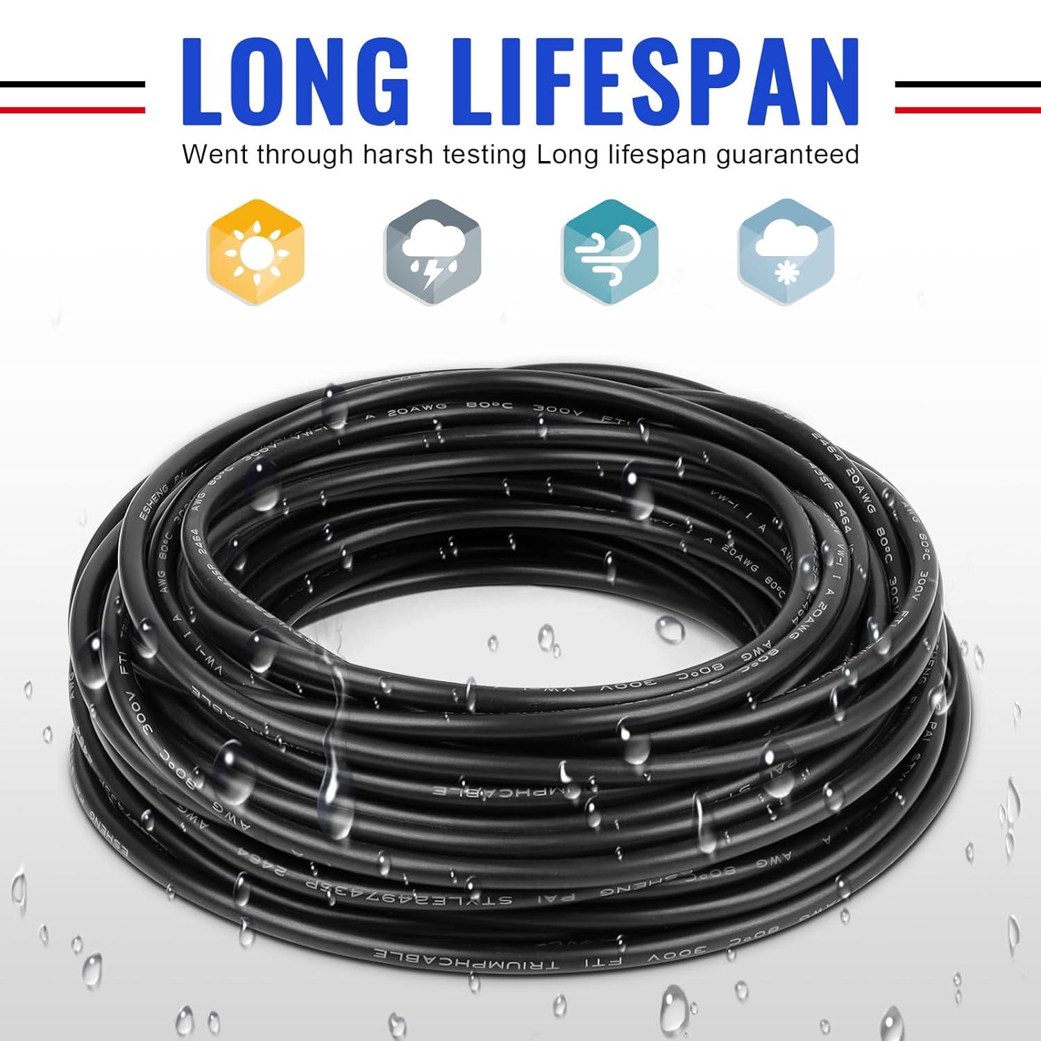LightingWill 16 Gauge 2 Conductor Electrical Wire, 65.6FT Stranded PVC Tinned Copper Wire, 16 AWG Extension Cable Low Voltage, 2 Core Flexible Power Cord for LED Strips Lighting Automotive