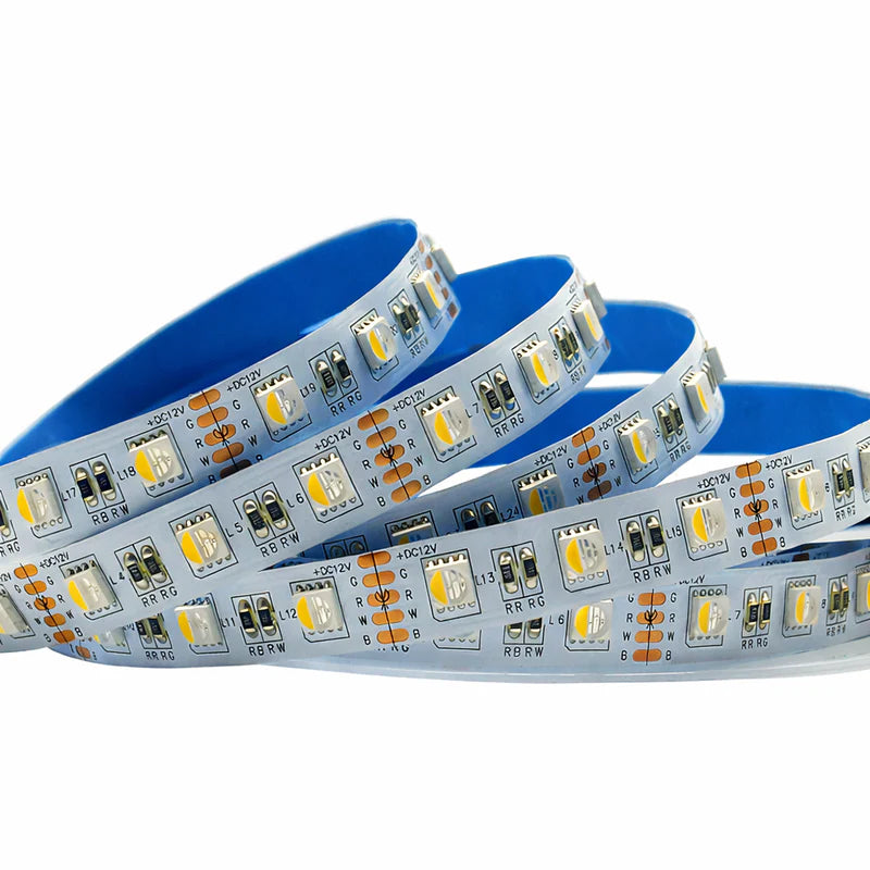 LightingWill DC24V RGBW/RGBWW LED Strip Light, 12mm PCB 4-in-1 SMD5050 60 LEDs/m, Non-Waterproof Flexible LED Tape Light for Mirror Kitchen Cabinet Bedroom, 5m 50m