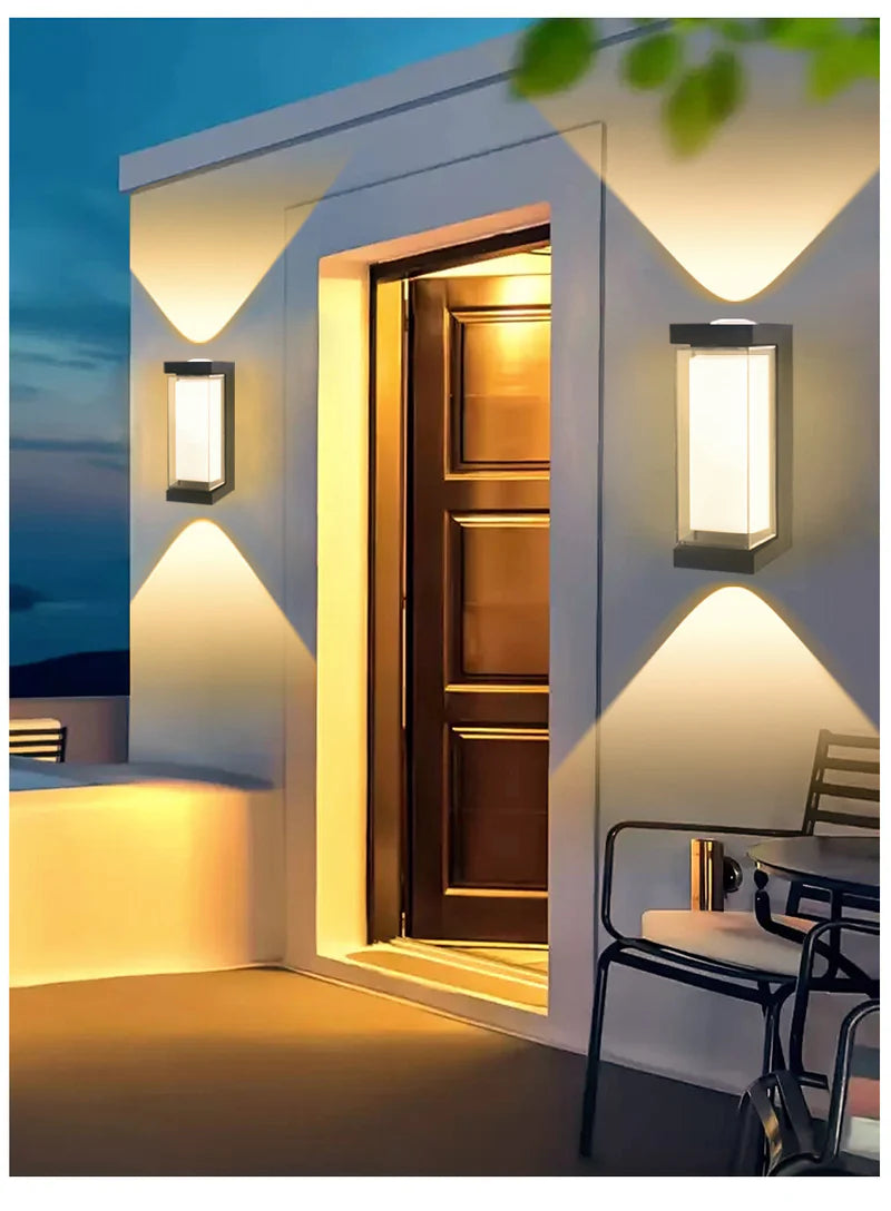 LightingWill LED Wall Light 7W Outdoor Waterproof Wall Sconce 3000K 6500K Square Round Up Down Wall Light IP65 Plastic Porch Garden Balcony Indoor 4 Pack