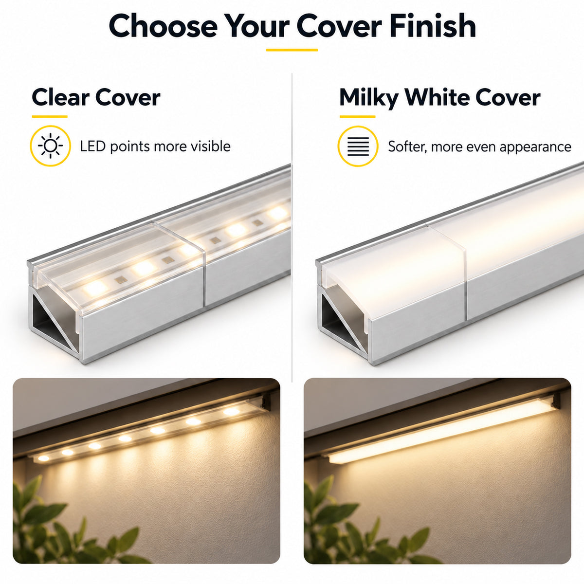 Silber V01 16x16mm V-förmige vertikale Winkelabdeckung Innenbreite 12mm Eckmontage LED-Aluminiumkanal mit Endkappen und Montageclips Aluminium-Extrusion