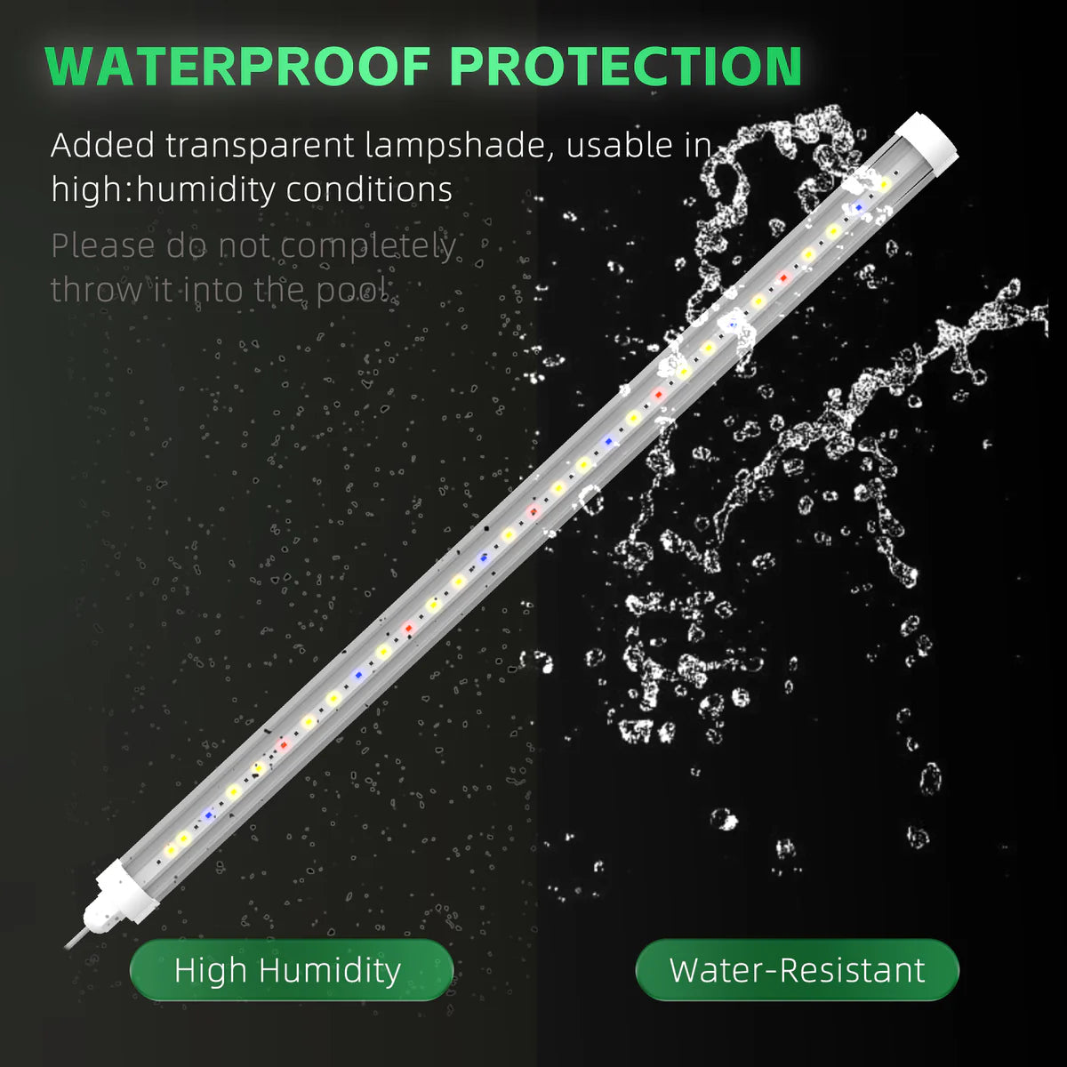LED Tube Grow Light - 6Pcs | 65W Dimmable Power Supply | 3000K + 5000K + 660nm + 460nm Spectrum | Daisy Chain | Selectable Mounting Brackets | 60cm(2ft) Full Spectrum for Indoor Plants | for Greenhouses Plants | US / EU Plug