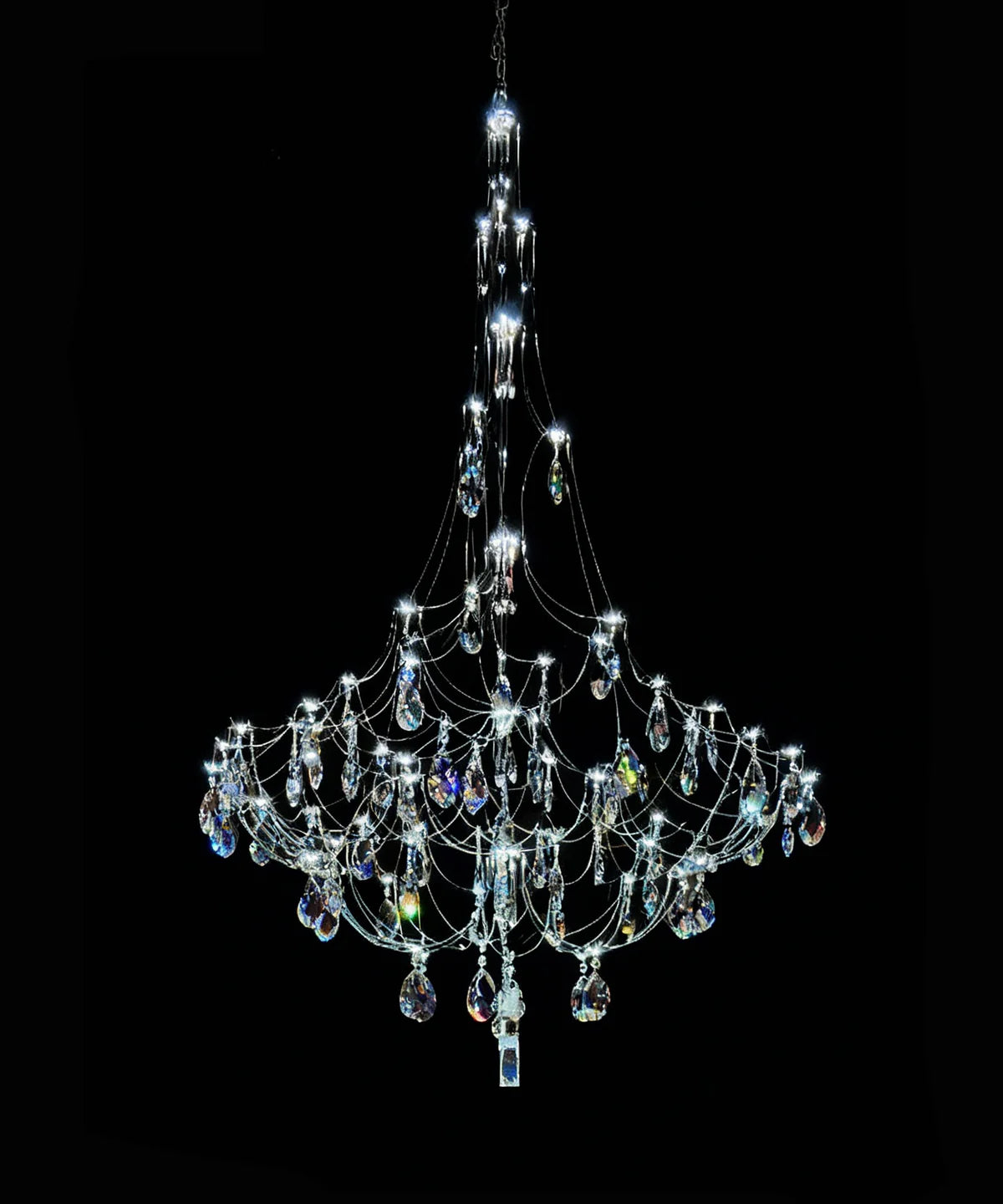 LX-1 Series Modern Crystal Chandeliers – AC85–240V Power Supply Included | 54 - 450 LEDs | 31.5" - 81.5'' Diameter | K9 Crystal / Iridescent Crystal | 304 Stainless Steel | Perfect for Hotels, Restaurants & Banquet Halls | 1-Pack
