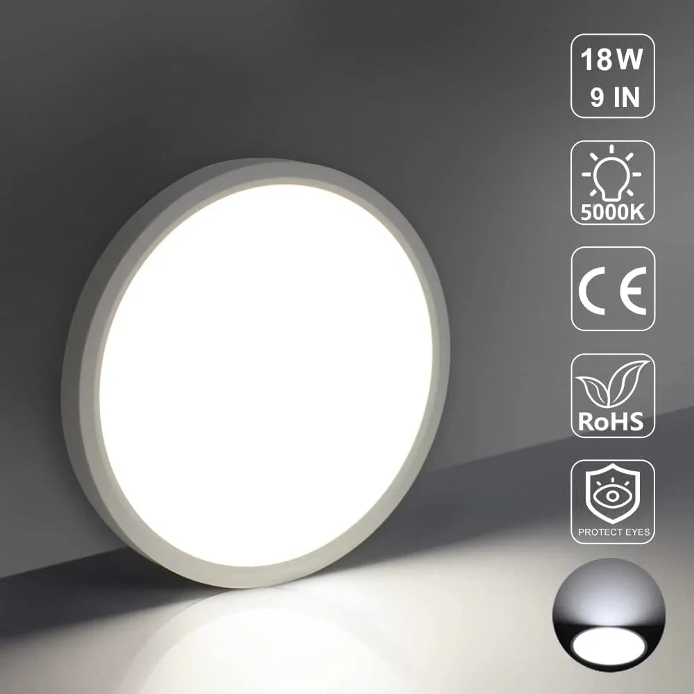 9 Inch Round 18W White LED Ceiling Light, 3000K / 4500K / 5000K / 6500K Flush Mount Ceiling Light Local Stock (US/UK/DE)