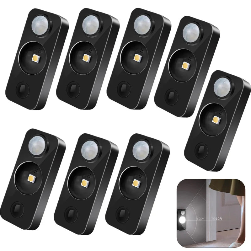 LightingWill Rechargeable LED Puck Closet Light 4/6/8 Pack, Motion Sensor Tap Switch Dimmable Cabinet Light, Warm / Daylight White, Black / White Finish, Easy Mounting for Closets and Cabinets