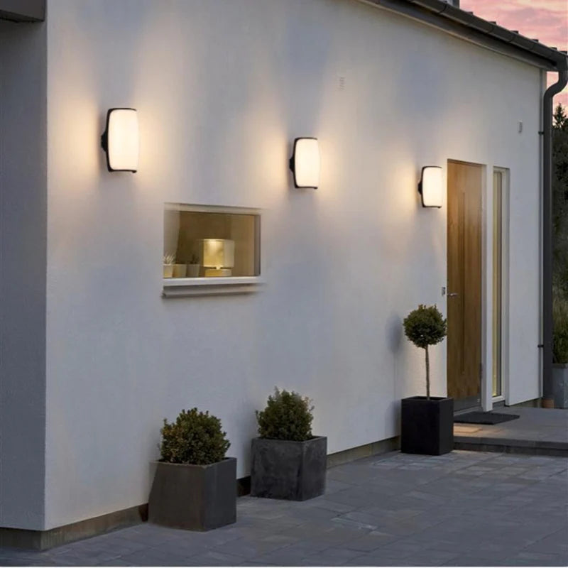 LightingWill LED Wall Light 18W Outdoor Waterproof Wall Sconce 3000K 4000K 6000K Black Smooth Curve Up Down Wall Light IP65 Aluminum Porch Garden Balcony Indoor 2 Pack