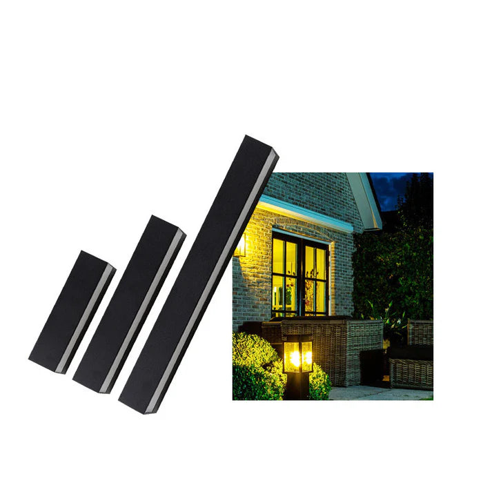 LightingWill LED Wall Light 12W 18W 24W Outdoor Waterproof Wall Sconce 3000K 6000K Long Linear Black Up Down Wall Light IP65 Aluminum Porch Garden Balcony Indoor