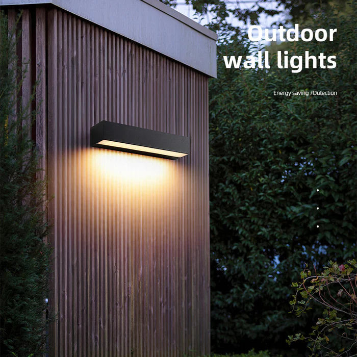 LightingWill LED Wall Light 12W 18W 24W Outdoor Waterproof Wall Sconce 3000K 6000K Long Linear Black Up Down Wall Light IP65 Aluminum Porch Garden Balcony Indoor