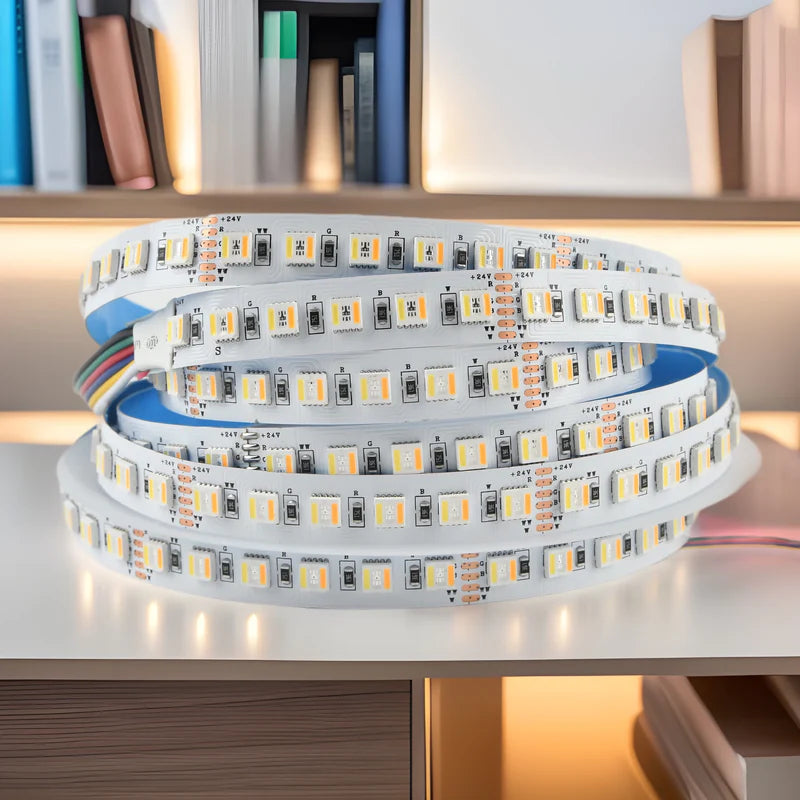 LightingWill RGBCCT LED Strip Light DC12V DC24V, 12mm PCB 5-in-1 SMD5050 60 LEDs/m, IP00 IP65 IP67 Flexible LED Tape Light for Mirror Kitchen Cabinet Bedroom, 5m 50m
