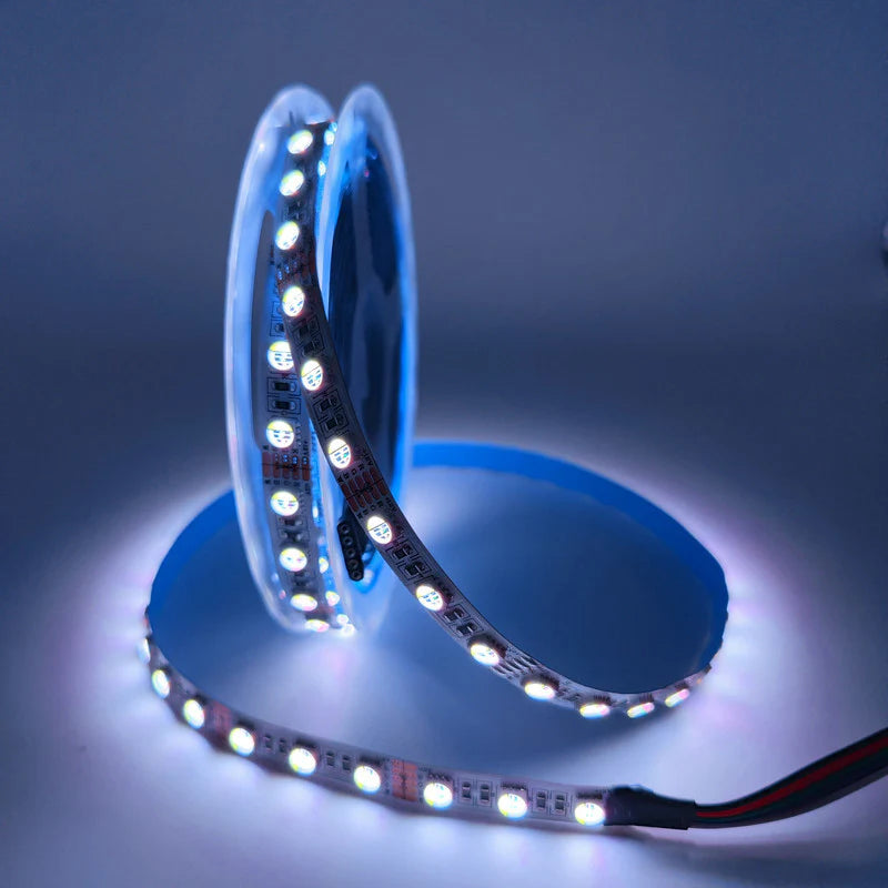 LightingWill DC12V RGBW/RGBWW LED Strip Light, 12mm PCB 4-in-1 SMD5050 60 LEDs/m, Non-Waterproof Flexible LED Tape Light for Mirror Kitchen Cabinet Bedroom, 5m 50m
