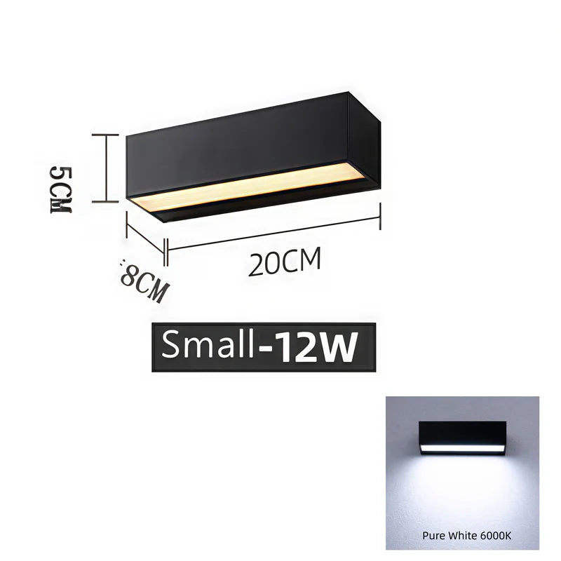 LightingWill LED Wall Light 12W 18W 24W Outdoor Waterproof Wall Sconce 3000K 6000K Long Linear Black Up Down Wall Light IP65 Aluminum Porch Garden Balcony Indoor