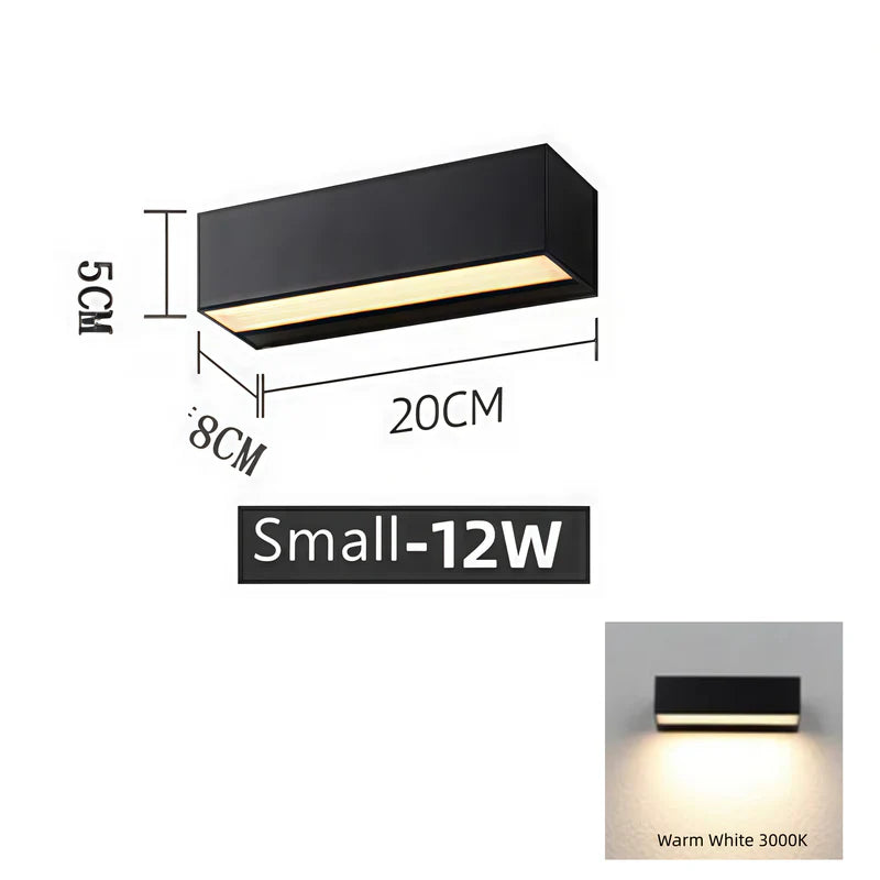LightingWill LED Wall Light 12W 18W 24W Outdoor Waterproof Wall Sconce 3000K 6000K Long Linear Black Up Down Wall Light IP65 Aluminum Porch Garden Balcony Indoor