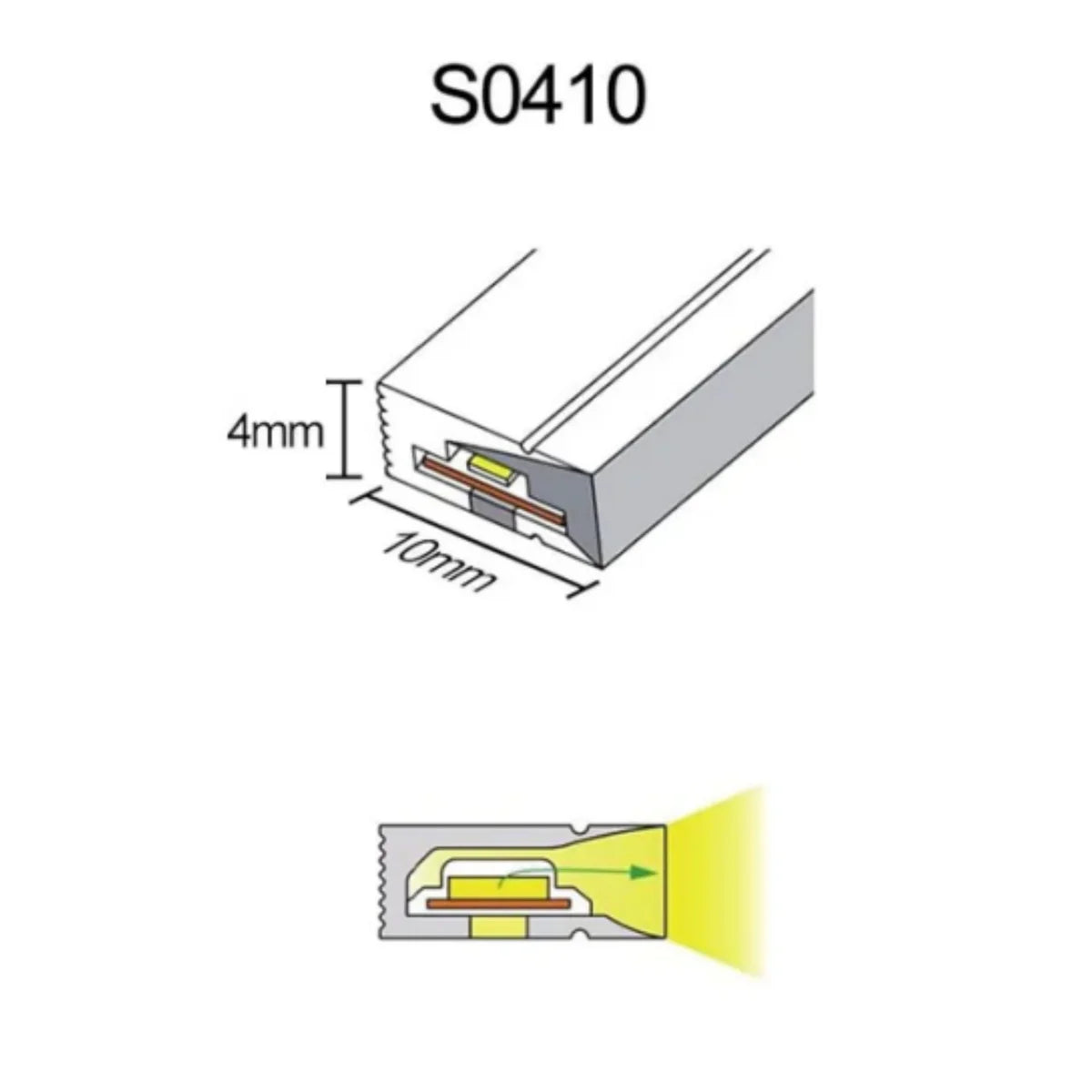 S0410 Side Edge Lighting Neon Light Housing – 4x10mm | Silicone LED Channel System | 5mm PCB Width | IP67 Waterproof | 16.4FT/5M*1/16.4FT/5M*5 | Local Stock US/UK/DE