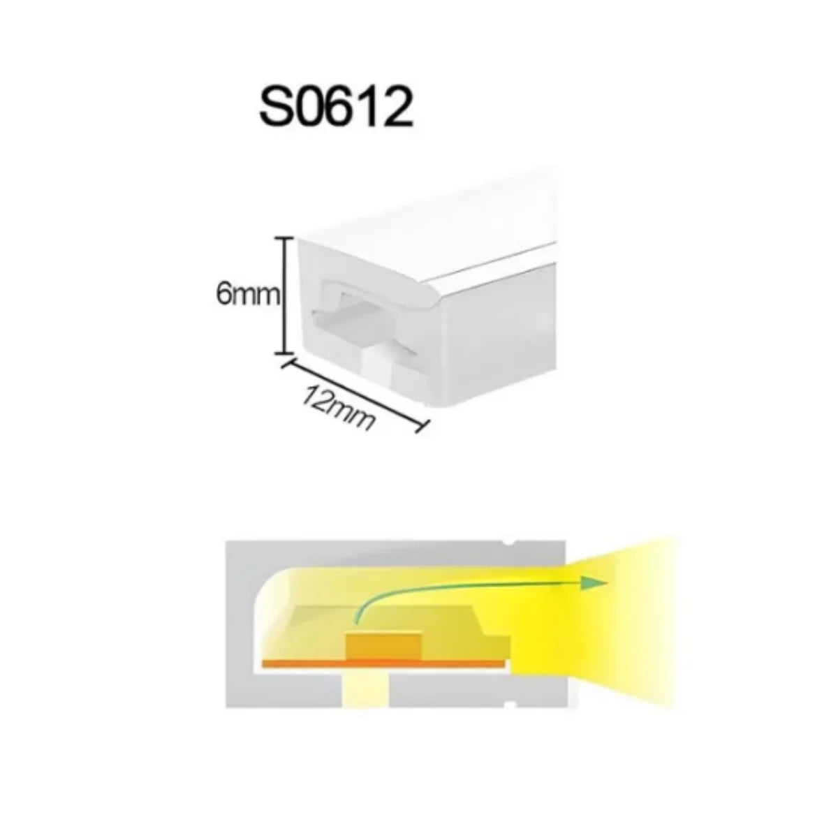 S0612 Side Edge Lighting Neon Light Housing – 6x12mm | Silicone LED Channel System | 8mm PCB Width | IP67 Waterproof | 16.4FT/5M*1/16.4FT/5M*5 | Local Stock US/UK/DE