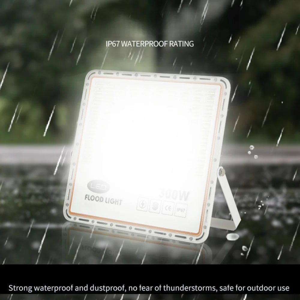 LightingWill FL-P Series LED Flood Light Outdoor 30W-400W IP67 SMD2835 High Brightness Floodlight 100-110LM/W Aluminum White Housing Hardwired Warm White Cool White 2/10-Pack