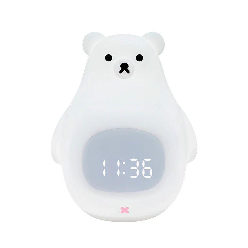 LightingWill Silicone Alarm Clock LED Night Light Rechargeable Baby Nursery Lamp Timer 3 Color Touch RGB Remote Control Sleep Light for Baby Kids Bedroom