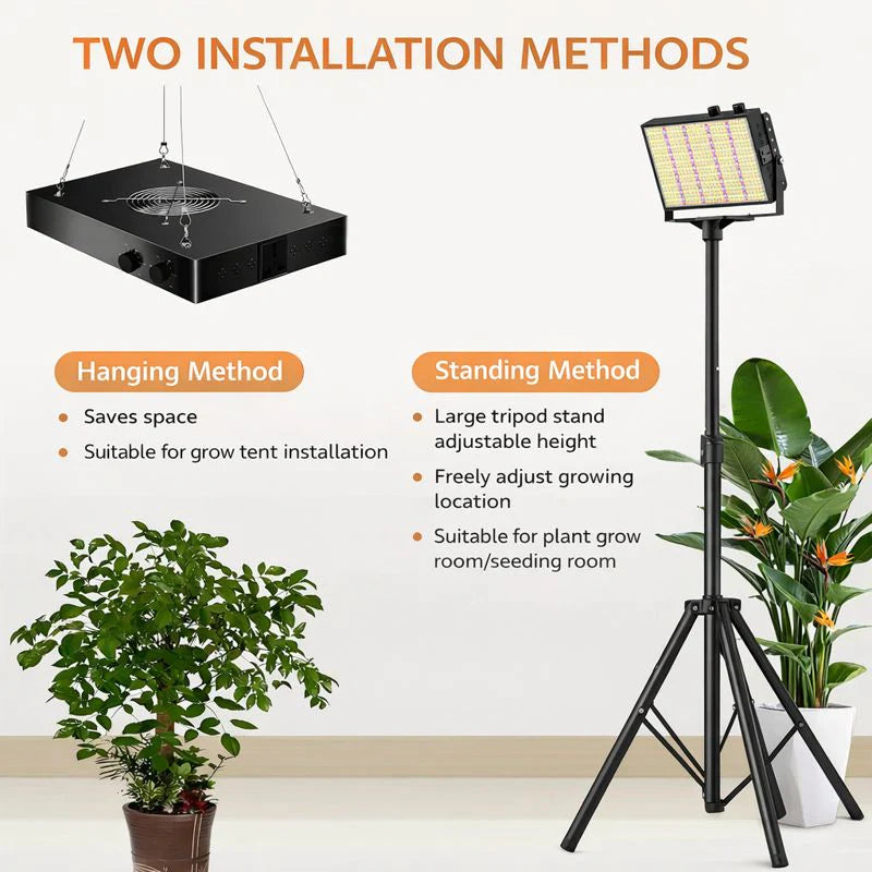 GP-PRO Series Professional Full Spectrum LED Grow Light - AC110 – 220V | 100W / 150W / 200W | 3.5×3FT – 6×5FT Coverage | VEG & BLOOM Dual Control | 0 – 10V Dimming | for Daisy Chain | Silent Fan | Hanging Rope | US / EU / UK / AU Plug
