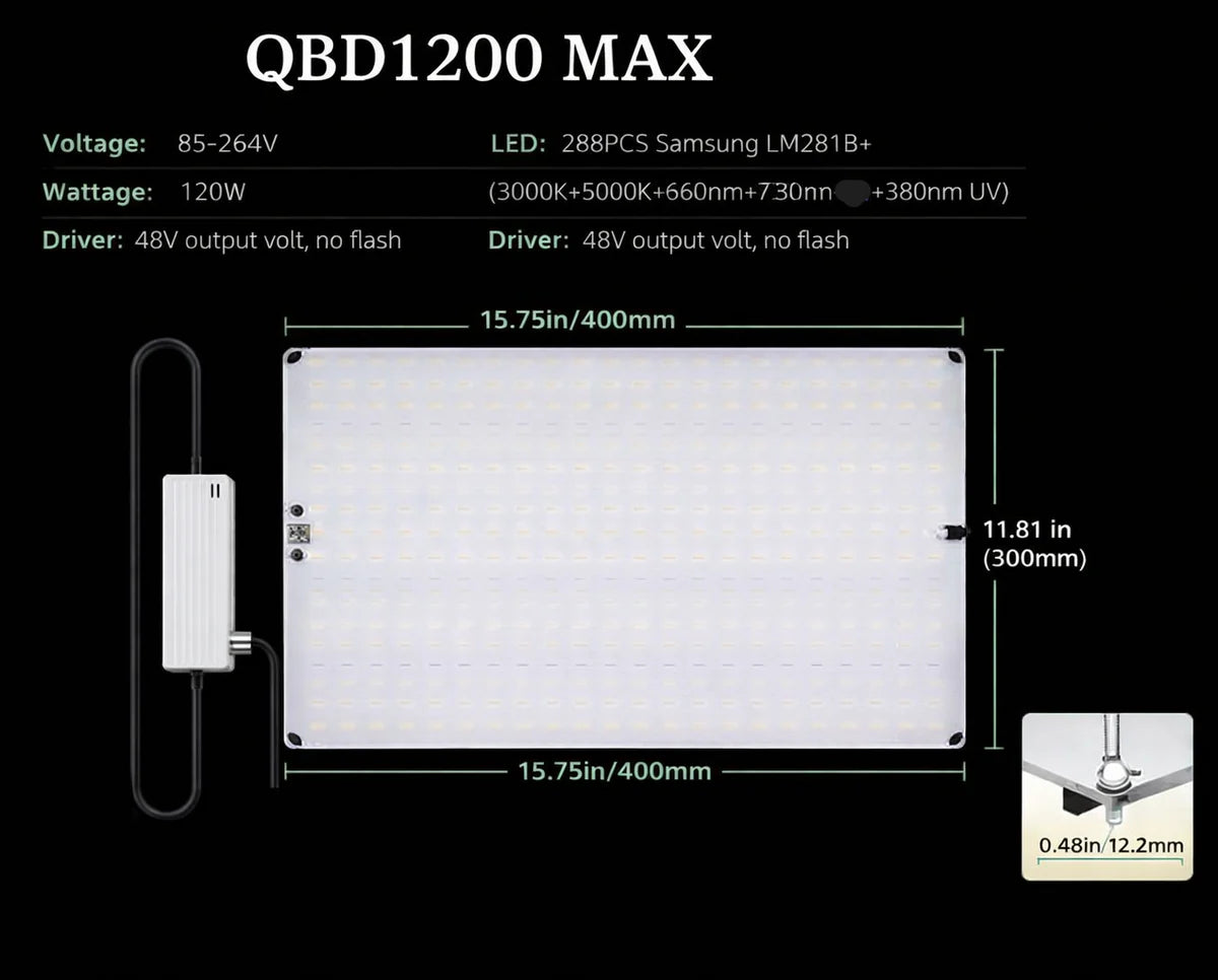 Ultra-Thin Quantum Board LED Grow Light - AC110 -220V | 65W / 85W / 120W / 150W | Full Spectrum | 0-10V Dimming | Included Hanging Rope, Dimmable Driver| Plant Grow Light for Seedling, Veg & Bloom | US / EU / UK / AU Plug