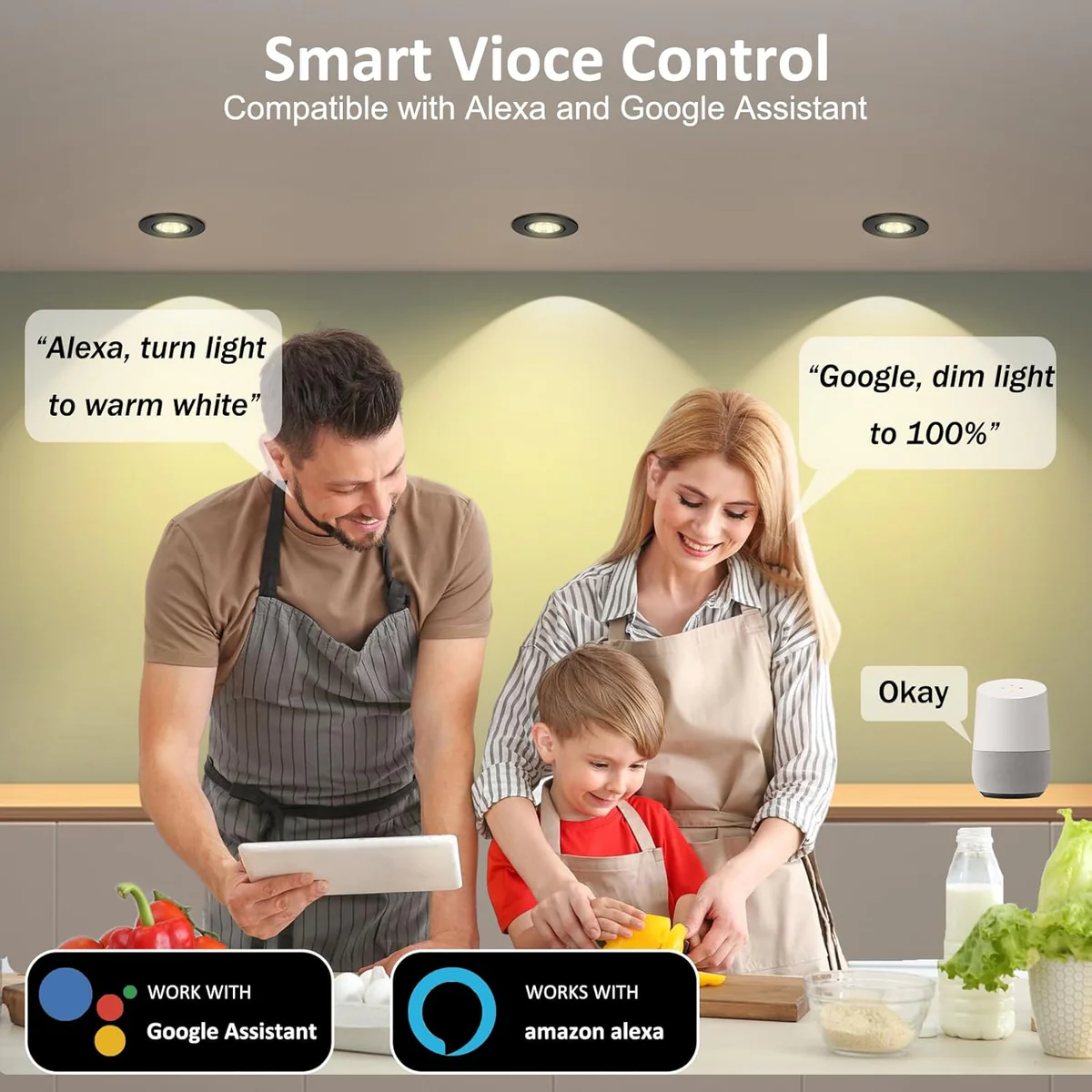Smart RGB Downlight – COB WiFi Recessed Lighting, 2 Inch 5W, Dimmable RGB + CCT 2700–6500K, Works with Alexa & Google, 100–240V, Black Housing, 4 / 6 / 10 / 12 Pack Options