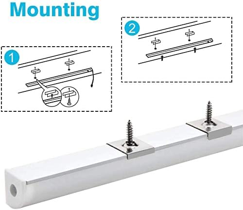 6-Pair V02 LED Aluminum Channel Accessory Kit with End Caps, Mounting Clips, Expansion Anchors & Screws, for 6 / 12-Pack V-Shape Channels
